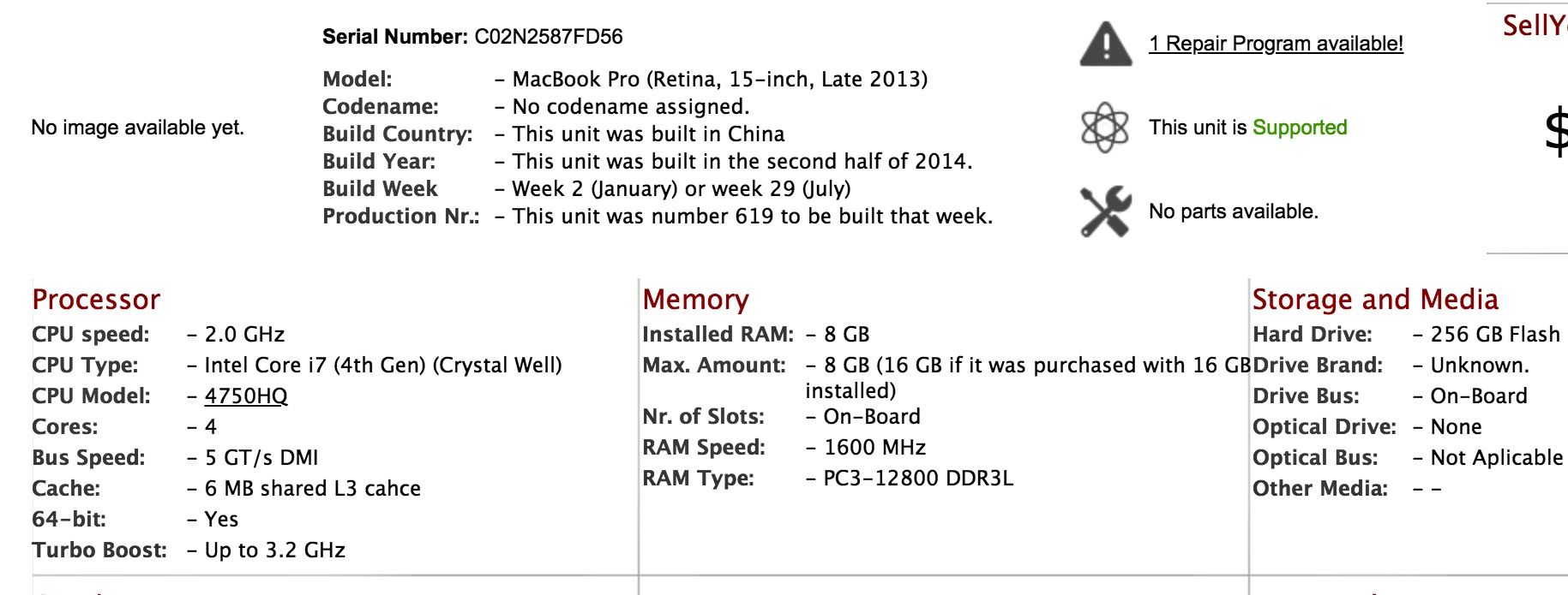 Конфигурация macbook pro 15 late 2013 до увеличения памяти Конфигурация macbook pro 15 late 2013 до увеличения памяти