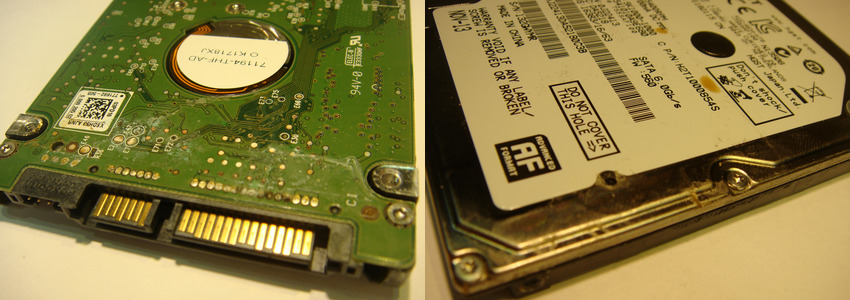 Попадание жидкости на плату HDD Попадание жидкости на плату HDD