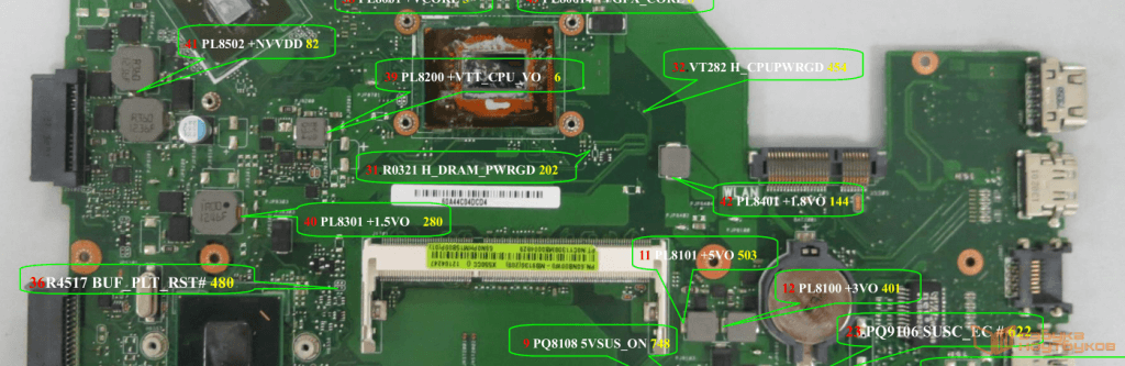 Ремонт питания процессора ноутбука ASUS X550C Ремонт питания процессора ноутбука ASUS X550C
